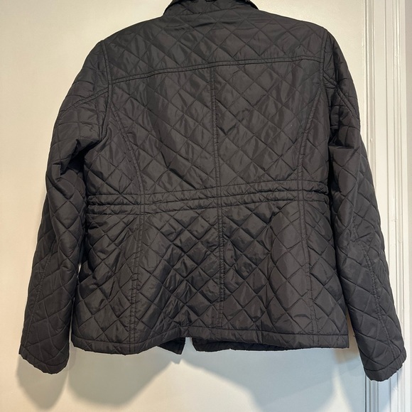 Michael Kors Petite Large Black Quilted Moto Jacket. Double Zip. Cinched Waist - Picture 14 of 16